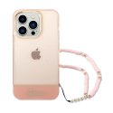 Guess Translucent Pearl Strap - Case for iPhone 14 Pro (Pink)