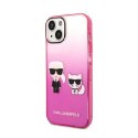 Karl Lagerfeld Gradient Ikonik Karl & Choupette - Case for iPhone 14 Plus (Pink)