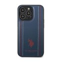 US Polo Assn Leather Stitch - Case for iPhone 14 Pro Max (Navy blue)