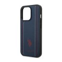 US Polo Assn Leather Stitch - Case for iPhone 14 Pro Max (Navy blue)