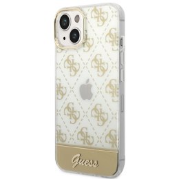 Guess 4G Stripe Script Logo Electroplated Pattern - Case for iPhone 14 Plus (Gold)