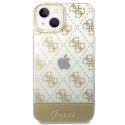 Guess 4G Stripe Script Logo Electroplated Pattern - Case for iPhone 14 Plus (Gold)