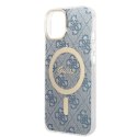 Guess Bundle Pack MagSafe 4G - Set of case for iPhone 14 + MagSafe charger (Blue/Gold)