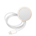 Guess Bundle Pack MagSafe IML Marble - Set of case for iPhone 14 Plus + MagSafe charger (White/Gold)