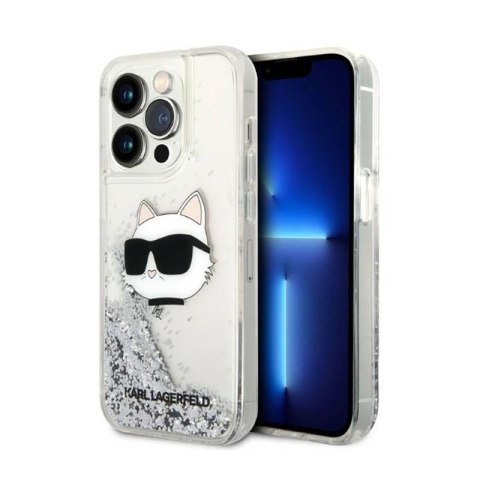 Karl Lagerfeld Liquid Glitter NFT Choupette Head - Case for iPhone 14 Pro Max (Silver)