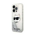 Karl Lagerfeld Liquid Glitter NFT Choupette Head - Case for iPhone 14 Pro Max (Silver)