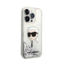 Karl Lagerfeld Liquid Glitter NFT Karl's Head - Case for iPhone 14 Pro (Silver)