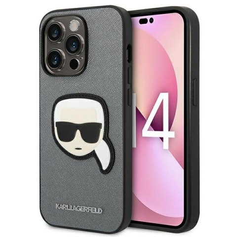 Karl Lagerfeld Saffiano Karl Head Patch Case iPhone 14 Pro Max (Silver)