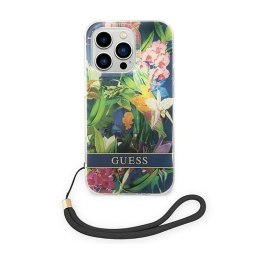 Guess Flower Cord - Case for iPhone 14 Pro (Blue)