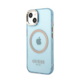 Guess Gold Outline Translucent MagSafe - Case for iPhone 13 (Blue)