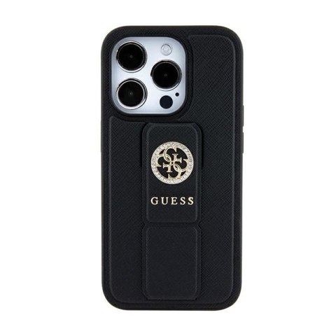 Guess Grip Stand 4G Saffiano Strass Logo - iPhone 15 Case (black)