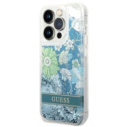 Guess Liquid Glitter Flower - Case for iPhone 14 Pro Max (Green)