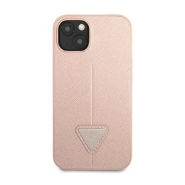Guess Saffiano Triangle Logo Case - Case for iPhone 14 Plus (Pink)