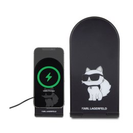 Karl Lagerfeld Choupette MagSafe - Foldable 2-in-1 Inductive Charger with MagSafe for iPhone and AirPods 15W (black)