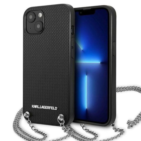 Karl Lagerfeld Leather Textured and Chain - Case for iPhone 13 mini (Black)