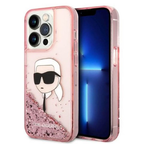 Karl Lagerfeld Liquid Glitter NFT Karl's Head - Case for iPhone 14 Pro Max (Pink)