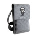 Karl Lagerfeld Saffiano Monogram Ikonik - Phone crossbody Bag (silver)