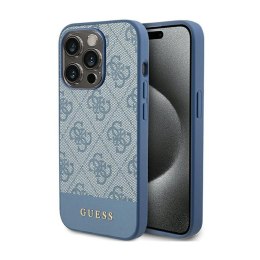 Guess 4G Bottom Stripe Metal Logo Collection - Case for iPhone 15 Pro (blue)