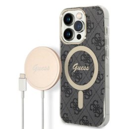 Guess Bundle Pack MagSafe 4G - Set of case for iPhone 14 Pro + MagSafe charger (Black/Gold)