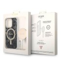 Guess Bundle Pack MagSafe IML Marble - Set of case for iPhone 14 Pro + MagSafe charger (Black/Gold)