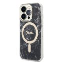 Guess Bundle Pack MagSafe IML Marble - Set of case for iPhone 14 Pro + MagSafe charger (Black/Gold)