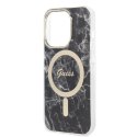 Guess Bundle Pack MagSafe IML Marble - Set of case for iPhone 14 Pro + MagSafe charger (Black/Gold)