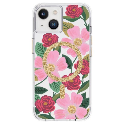 Rifle Paper Clear MagSafe - Case decorated in gold for iPhone 14 / iPhone 13 (Rose Garden)