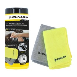 Dunlop - Microfiber cloth set + wet wipes for car interior