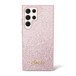 Guess Glitter Flakes Metal Logo Case - Case for Samsung Galaxy S23 Ultra (Pink)