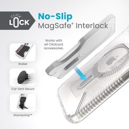 Speck Presidio Perfect-Clear Grip ClickLock & MagSafe - Case for iPhone 15 Plus / iPhone 14 Plus (Clear / Chrome Finish / Serene