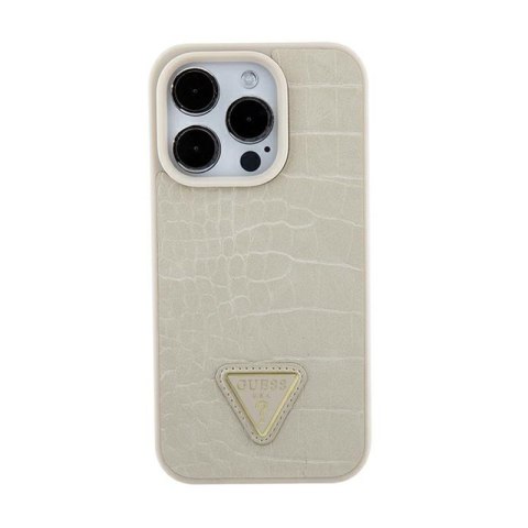 Guess Croco Triangle Metal Logo - iPhone 15 Case (Gold)