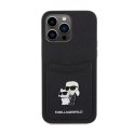 Karl Lagerfeld Saffiano Cardslot Karl & Choupette Metal Logo - iPhone 15 Pro Max Case (Black)