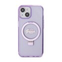 Guess Ring Stand Script Glitter MagSafe - iPhone 15 Case (Purple)