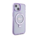 Guess Ring Stand Script Glitter MagSafe - iPhone 15 Case (Purple)