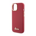 Guess Silicone Script Metal Logo & Frame - iPhone 15 Case (magenta)