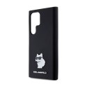 Karl Lagerfeld Silicone Choupette Metal Pin - Case Samsung Galaxy S24 Ultra (czarny)