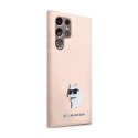 Karl Lagerfeld Silicone Choupette Metal Pin - Case Samsung Galaxy S24 Ultra (różowy)