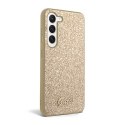 Guess Glitter Flakes Metal Logo Case - Case for Samsung Galaxy S23+ (Gold)