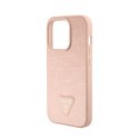 Guess Croco Triangle Metal Logo - Case for iPhone 15 Pro (Pink)