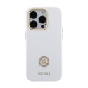 Guess Silicone Logo Strass 4G - iPhone 15 Pro Max Case (white)