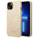 Guess Glitter Flakes Metal Logo Case - Case for iPhone 14 (Gold)