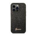 Guess Glitter Flakes Metal Logo Case - Case for iPhone 14 Pro (Black)