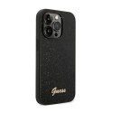 Guess Glitter Flakes Metal Logo Case - Case for iPhone 14 Pro (Black)