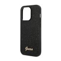 Guess Glitter Flakes Metal Logo Case - Case for iPhone 14 Pro (Black)