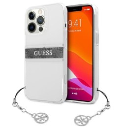 Guess 4G Stripe Grey Charm - Case for iPhone 13 Pro (Transparent)