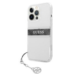 Guess 4G Stripe Grey Charm - Case for iPhone 13 Pro (Transparent)