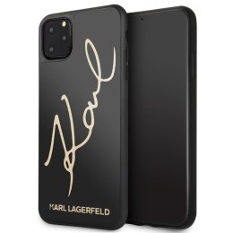 Karl Lagerfeld Double Layers Tempered Glass Signature Glitter Case for iPhone 11 Pro Max (Black)