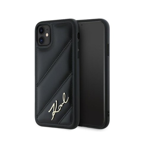 Karl Lagerfeld Diagonal Quilted Script - Case for iPhone 11 (Black)