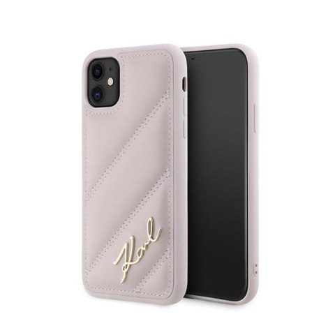 Karl Lagerfeld Diagonal Quilted Script - Case for iPhone 11 (Pink)