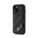 Karl Lagerfeld Diagonal Quilted Script - Case for iPhone 14 / 15 / 13 (Black)